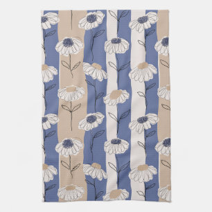 Minimalistisches Gänseblümchen-Blumenmuster (4) Geschirrtuch