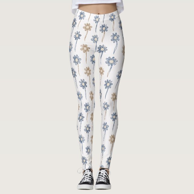 Minimalistisches Gänseblümchen-Blumenmuster (4) Leggings (Vorderseite)