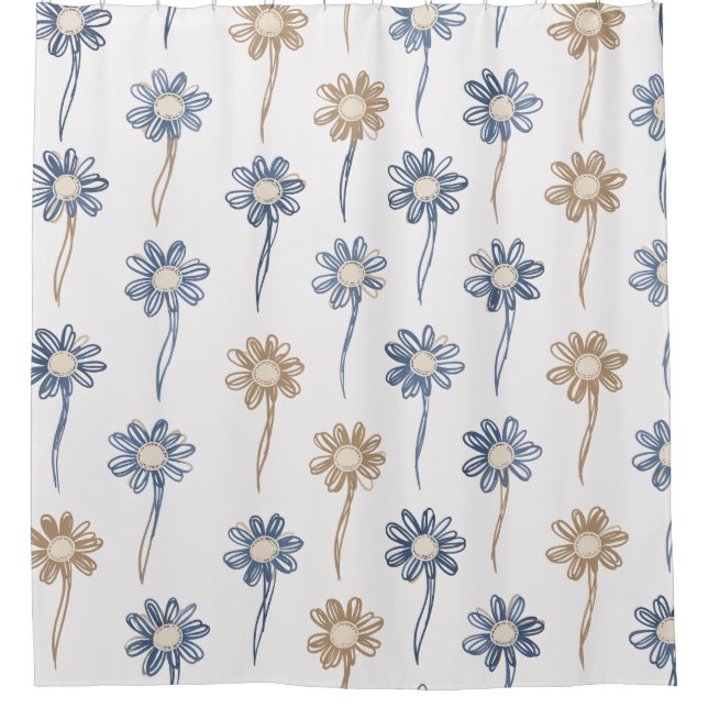 Minimalistisches Gänseblümchen-Blumenmuster (5) Duschvorhang (Vorderseite)