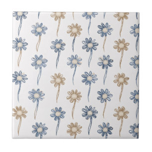 Minimalistisches Gänseblümchen-Blumenmuster (5) Fliese
