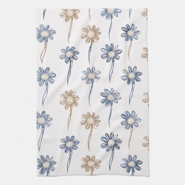 Minimalistisches Gänseblümchen-Blumenmuster (5) Geschirrtuch (Vertikal)