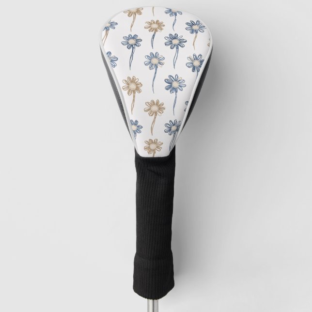 Minimalistisches Gänseblümchen-Blumenmuster (5) Golf Headcover (Vorderseite)