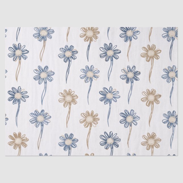Minimalistisches Gänseblümchen-Blumenmuster (5) Seidenpapier (Vorderseite)