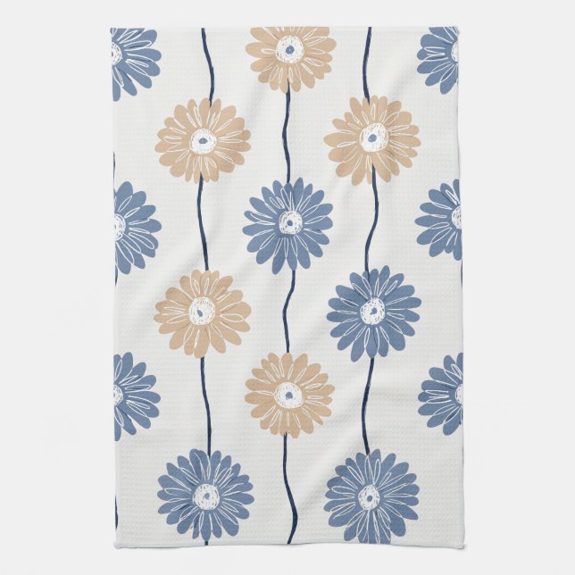 Minimalistisches Gänseblümchen-Blumenmuster (6) Geschirrtuch (Vertikal)