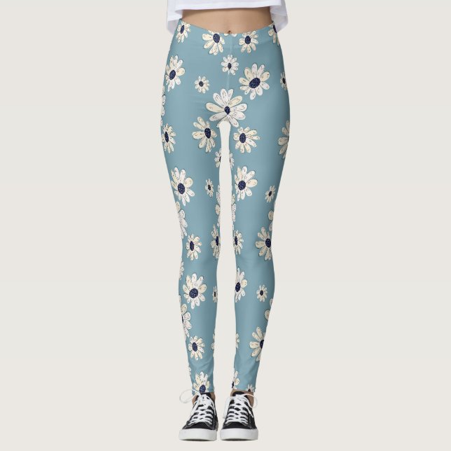 Minimalistisches Gänseblümchen-Blumenmuster (6) Leggings (Vorderseite)