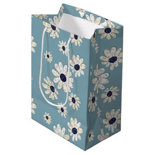 Minimalistisches Gänseblümchen-Blumenmuster (6) Mittlere Geschenktüte