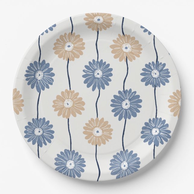 Minimalistisches Gänseblümchen-Blumenmuster (6) Pappteller (Vorderseite)