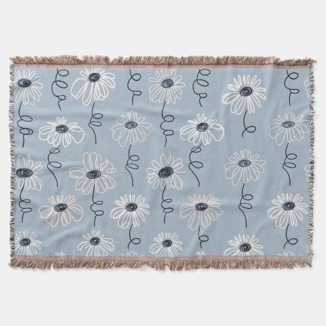 Minimalistisches Gänseblümchen-Blumenmuster (7) Decke (Vorderseite)