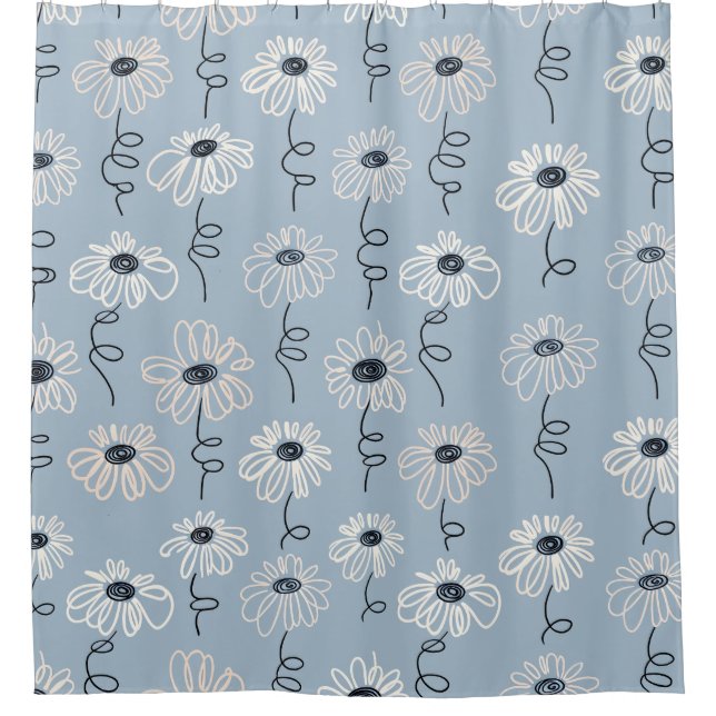 Minimalistisches Gänseblümchen-Blumenmuster (7) Duschvorhang (Vorderseite)