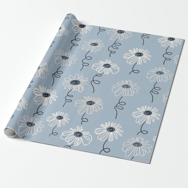 Minimalistisches Gänseblümchen-Blumenmuster (7) Geschenkpapier (Ungerollt)