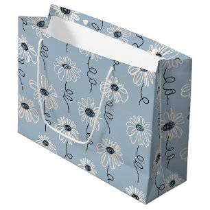 Minimalistisches Gänseblümchen-Blumenmuster (7) Große Geschenktüte