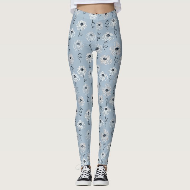 Minimalistisches Gänseblümchen-Blumenmuster (7) Leggings (Vorderseite)