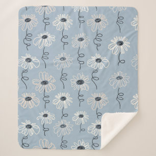 Minimalistisches Gänseblümchen-Blumenmuster (7) Sherpadecke