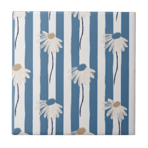 Minimalistisches Gänseblümchen-Blumenmuster (8) Fliese