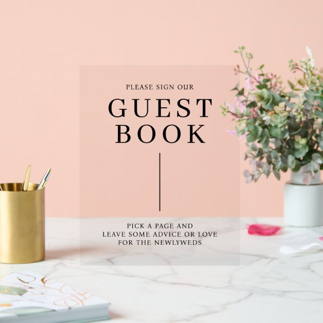 Minimalistisches Gästebuch Acrylschild (Hochzeit)