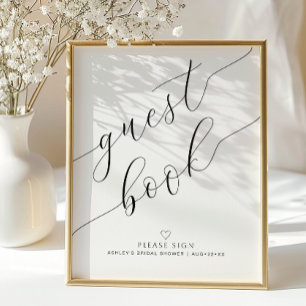 Minimalistisches Gästebuch-Brautparty Poster