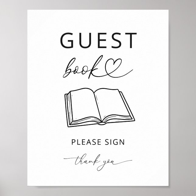 Minimalistisches Gästebuch Schild Baby Shower (Vorne)