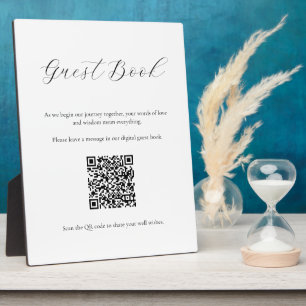 Minimalistisches Gästebuchzeichen mit QR-Code Fotoplatte