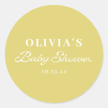 Minimalistisches Gelbes Retro-Script Baby Shower B