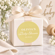 Minimalistisches Gelbes Retro-Script Baby Shower B