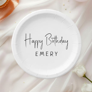 Minimalistisches Gender Neutral Happy Birthday mit Pappteller