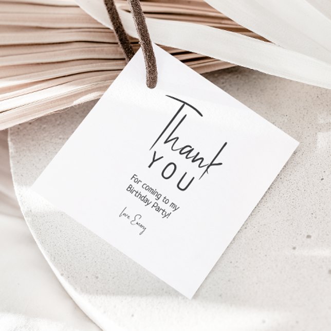 Minimalistisches Gender Neutral Square Danke Geschenkanhänger (Von Creator hochgeladen)