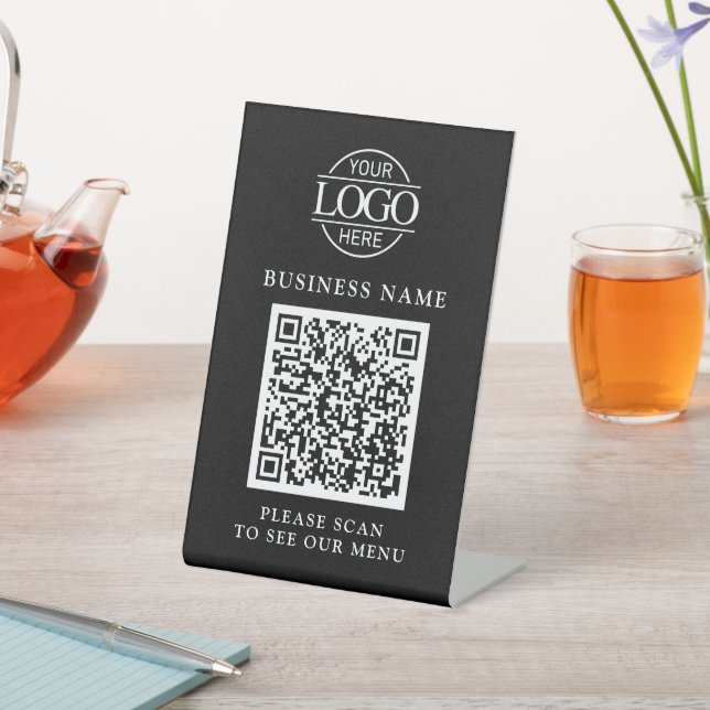 Minimalistisches Geschäft-Logo QR-Code-Menü kontak Sockelschild (In SItu)