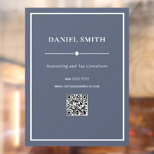 Minimalistisches Geschäftsbüro White Dusty Blue QR Fensteraufkleber