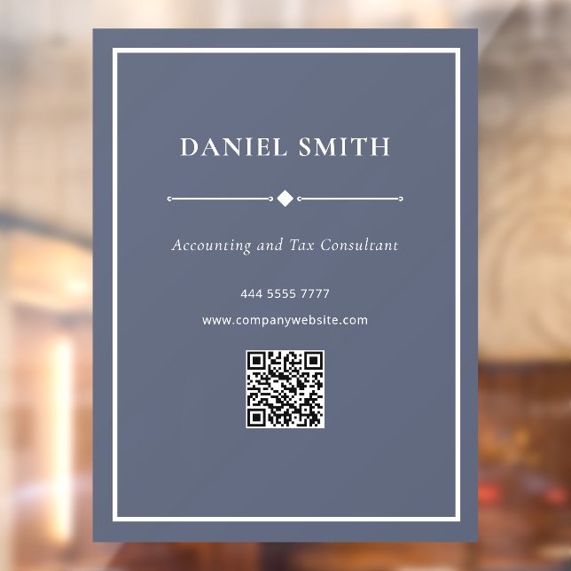 Minimalistisches Geschäftsbüro White Dusty Blue QR Fensteraufkleber (Blatt 2)