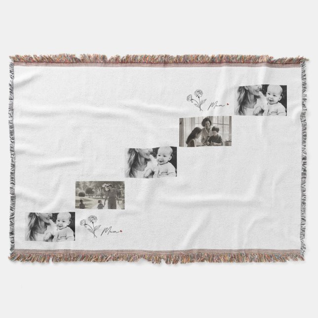 Minimalistisches Geschenk für florale Mama Decke (Vorderseite)