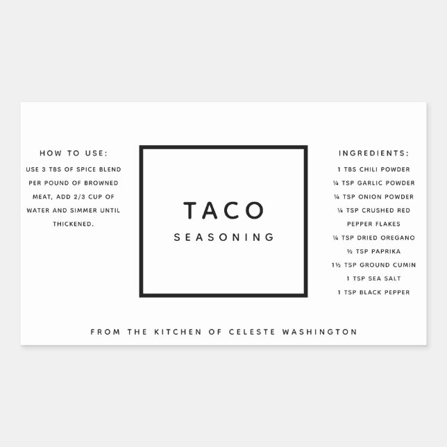 Minimalistisches Geschenketikett mit schwarzen und Rechteckiger Aufkleber (Vorderseite)