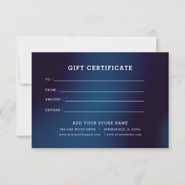Minimalistisches Geschenkzertifikat mit Logo (Vorderseite)