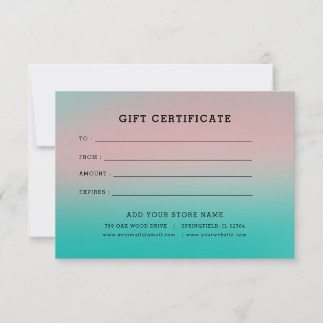 Minimalistisches Geschenkzertifikat mit Logo (Vorderseite)