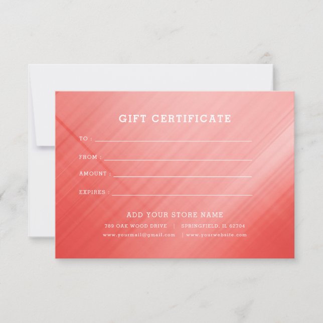 Minimalistisches Geschenkzertifikat mit Logo (Vorderseite)