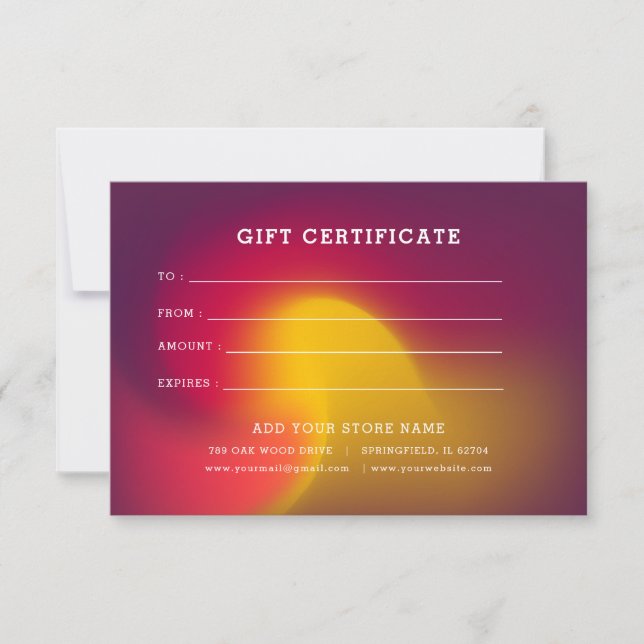 Minimalistisches Geschenkzertifikat mit Logo (Vorderseite)
