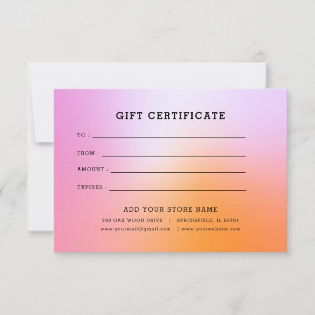 Minimalistisches Geschenkzertifikat mit Logo (Vorderseite)