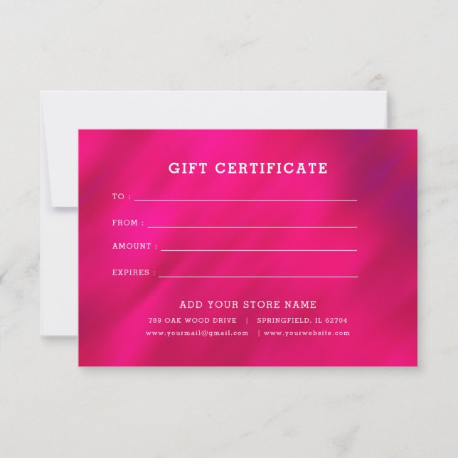 Minimalistisches Geschenkzertifikat mit Logo (Vorderseite)