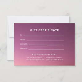 Minimalistisches Geschenkzertifikat mit Logo