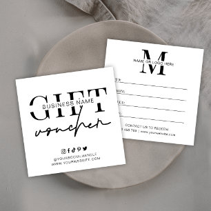 Minimalistisches Geschenkzertifikat Modernes Logo Quadratische Visitenkarte