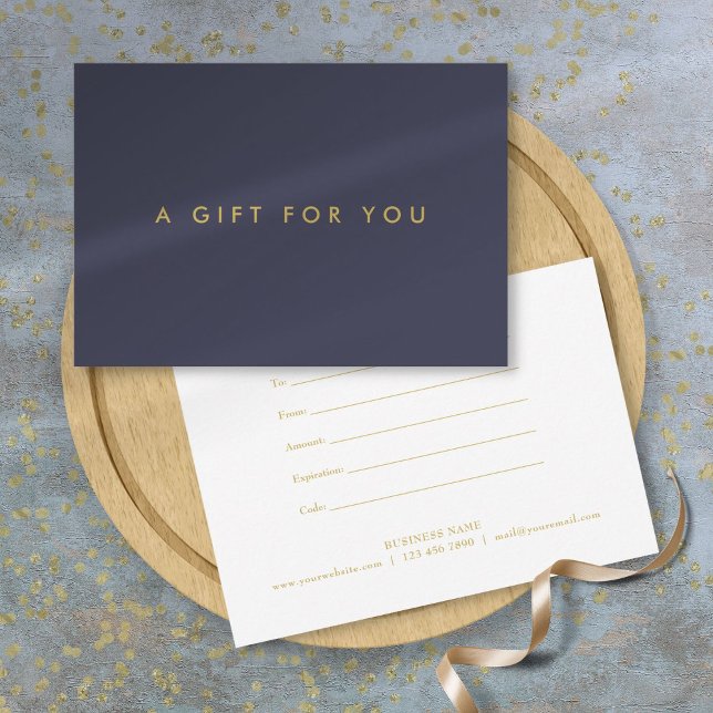 Minimalistisches Geschenkzertifikat "Navy Blue Bus (Minimalist Navy Blue Business Gift Certificate)
