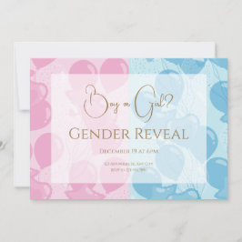 Minimalistisches Geschlecht in Rosa und Blau Gold Einladung