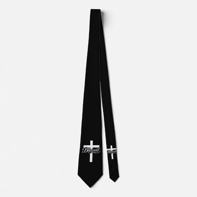 Minimalistisches gesegnetes Kreuz christliches Gla Krawatte (Vorderseite)