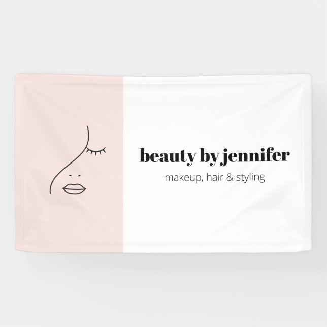 Minimalistisches Gesicht Beauty Logo Makeust Künst Banner (Horizontal)