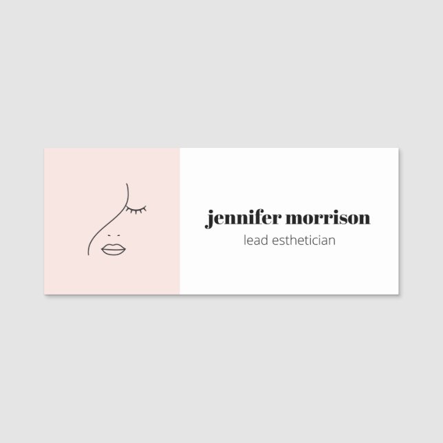 Minimalistisches Gesicht Beauty Logo Makeust Künst Namensschild (Vorderseite)