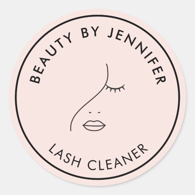 Minimalistisches Gesicht Beauty Logo Makeust Künst Runder Aufkleber (Vorderseite)