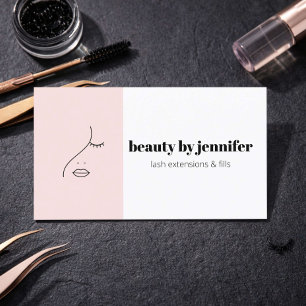 Minimalistisches Gesicht-Logo Wimperntechnikerin B Visitenkarte