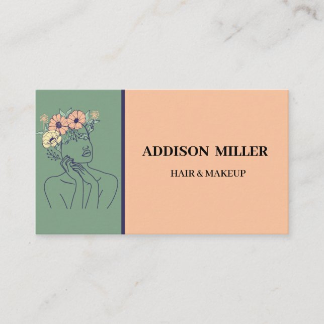 Minimalistisches Gesicht Schönheitshaar & Make-up  Visitenkarte (Vorderseite)