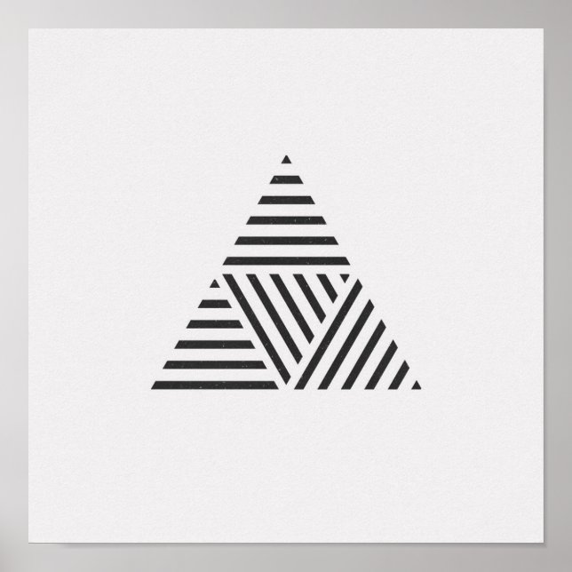 Minimalistisches gestreiftes Triangle Black and Wh Poster (Vorne)