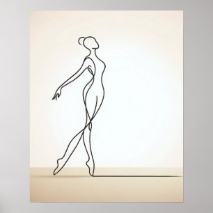 Minimalistisches Girl Dancing - Abstrakte Linie Ar Poster