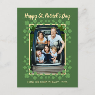 Minimalistisches Glücksklee St. Patrick's Day Foto Feiertagspostkarte